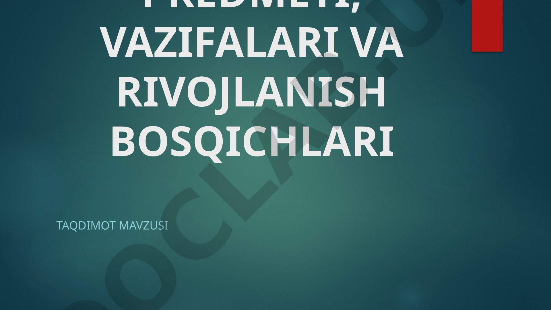 Iqtisodiyot nazariyasi: predmeti, vazifalari va rivojlanish bosqichlari