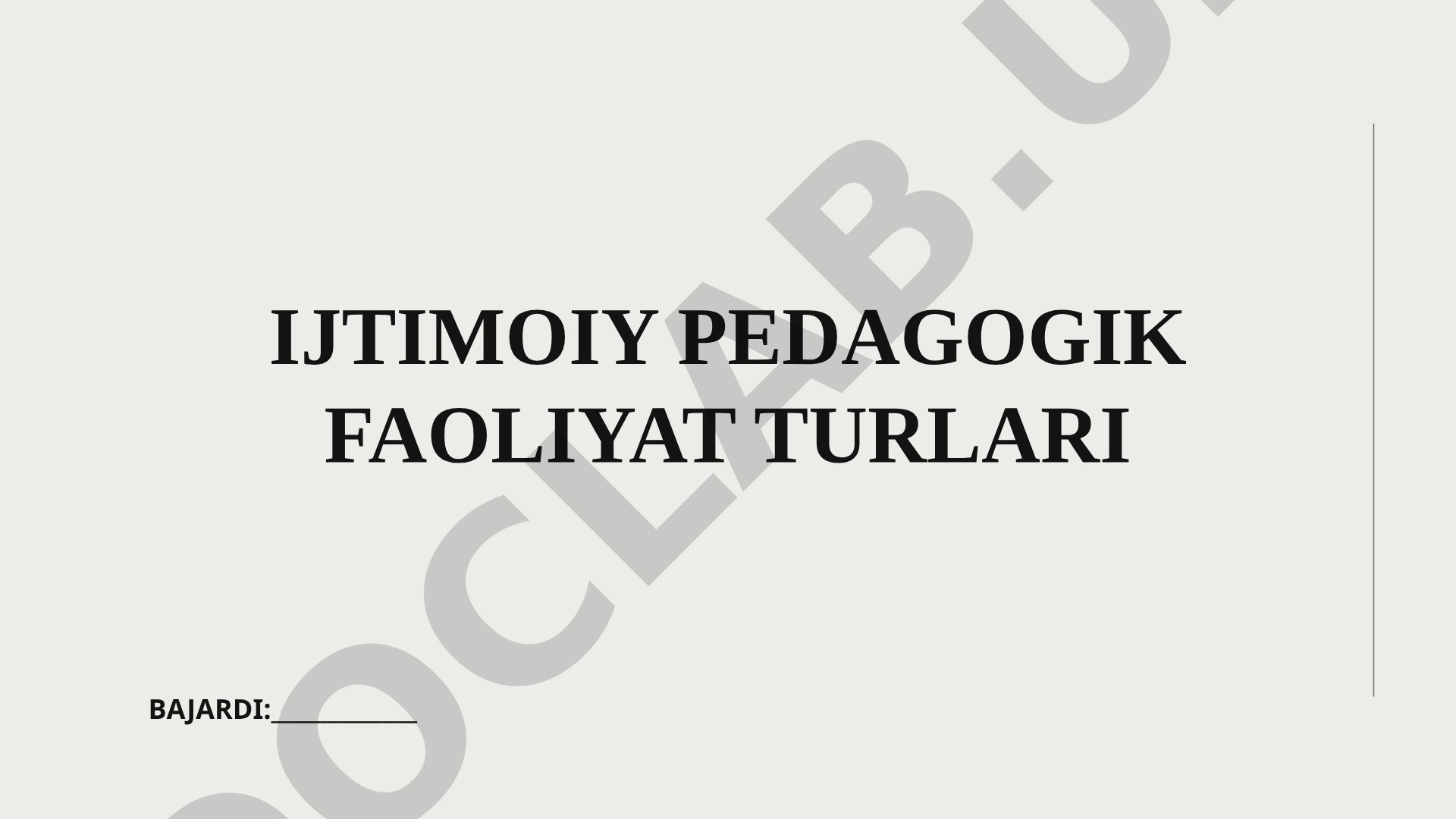 Ijtimoiy pedagogik faoliyat turlari