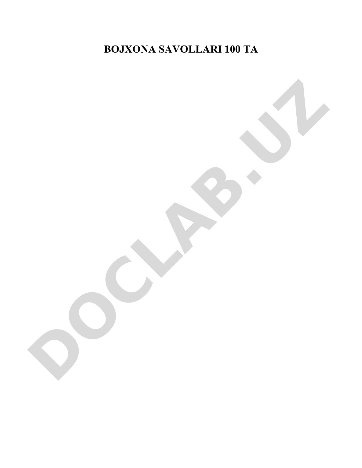 Bojxona savollari 100 ta
