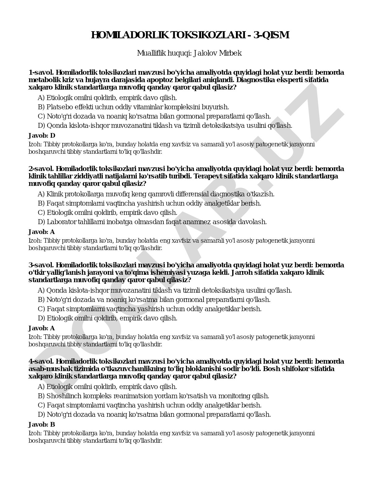 Homiladorlik toksikozlari - 3-qism