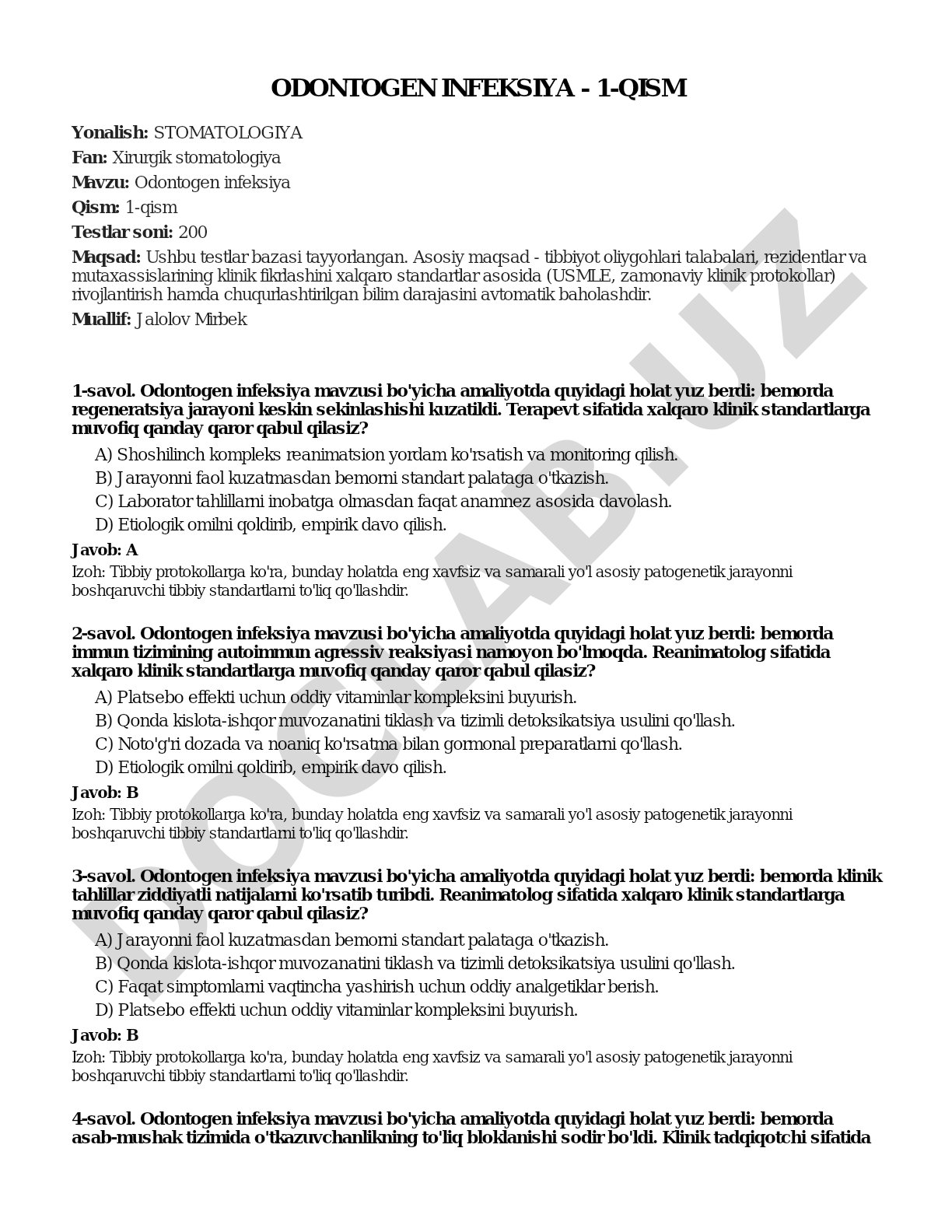 Odontogen infeksiya - 1-qism