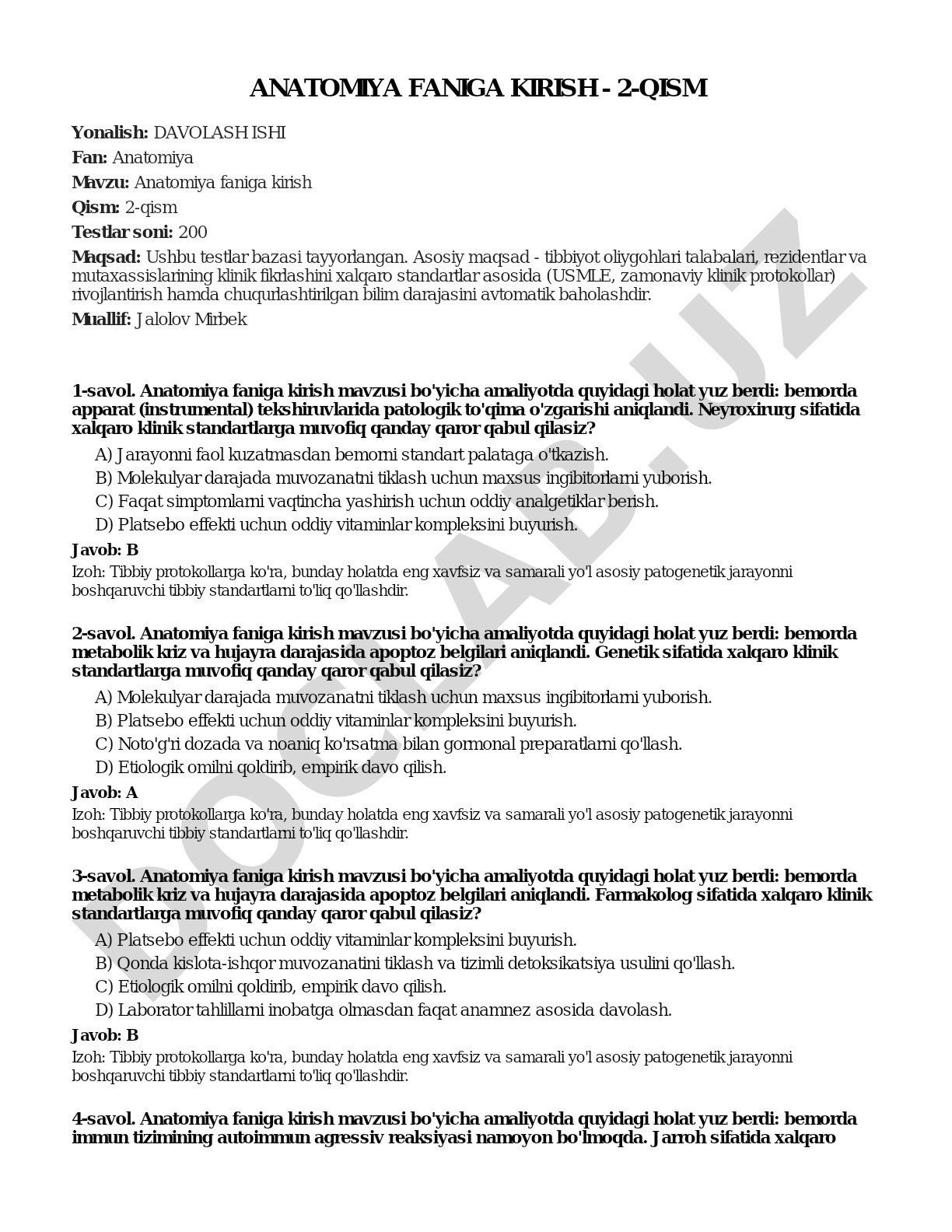 Anatomiya faniga kirish - 2-qism