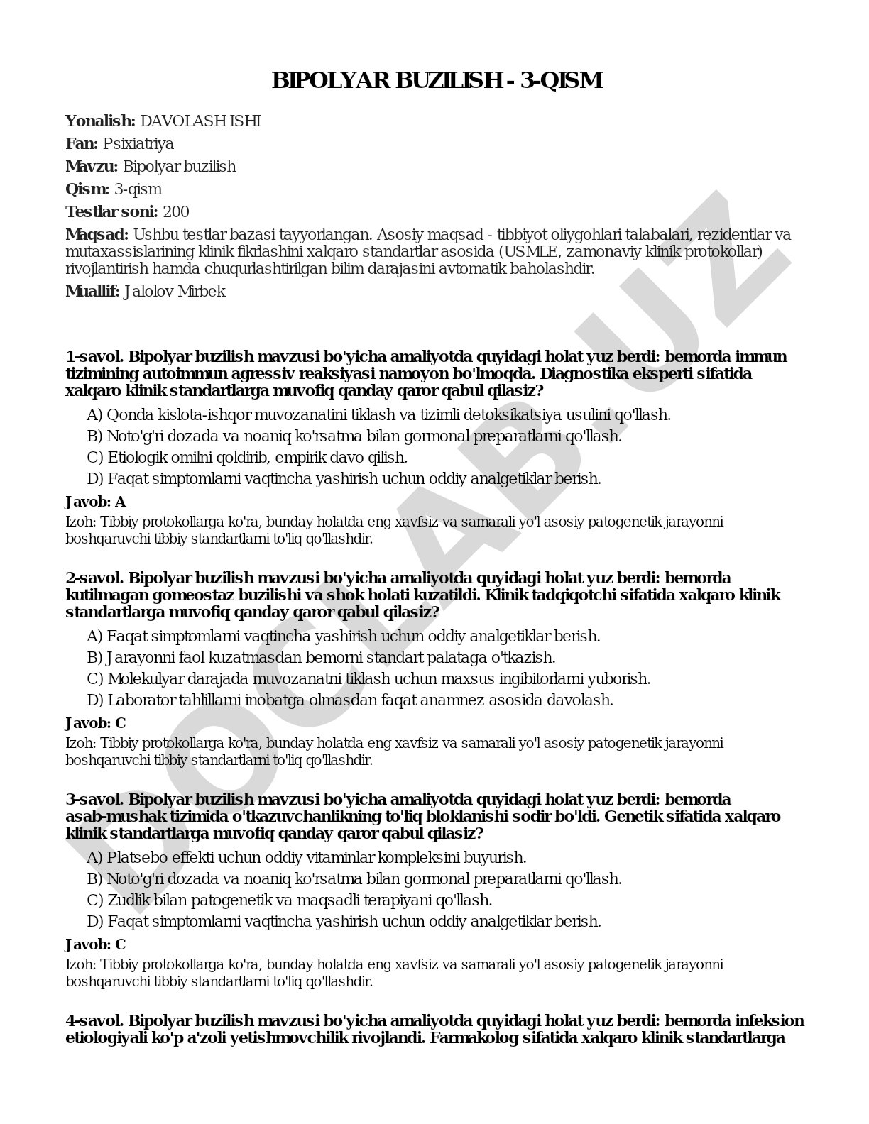 Bipolyar buzilish - 3-qism