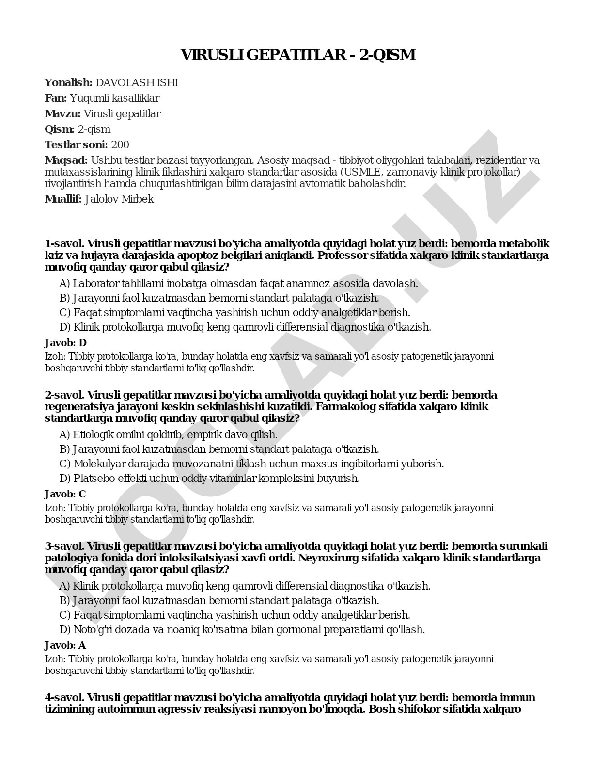 Virusli gepatitlar - 2-qism