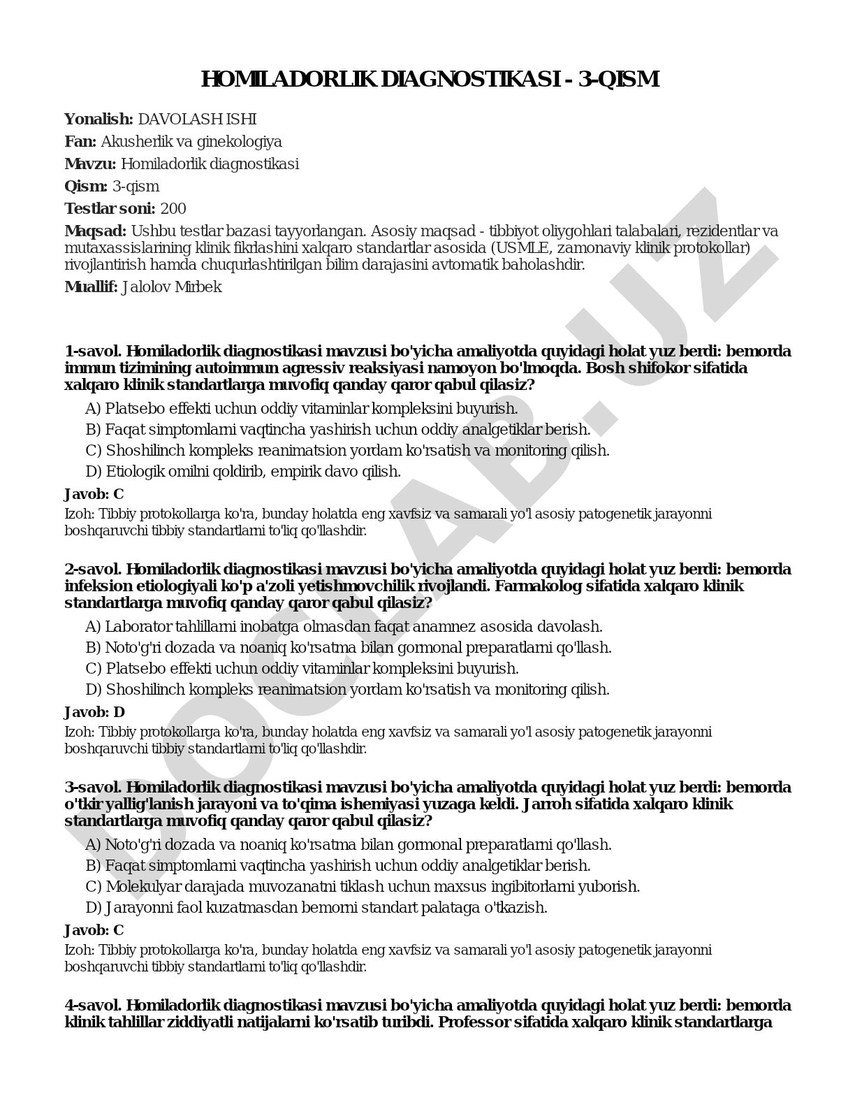 Homiladorlik diagnostikasi - 3-qism
