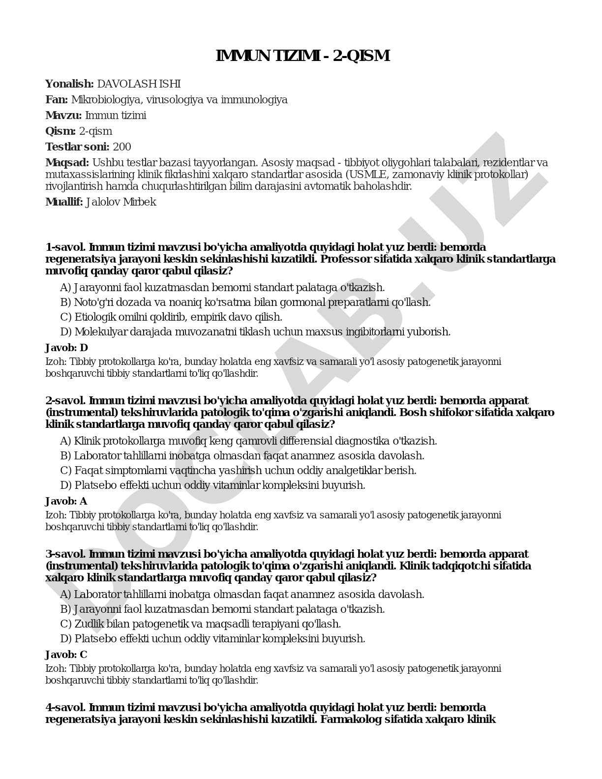 Immun tizimi - 2-qism