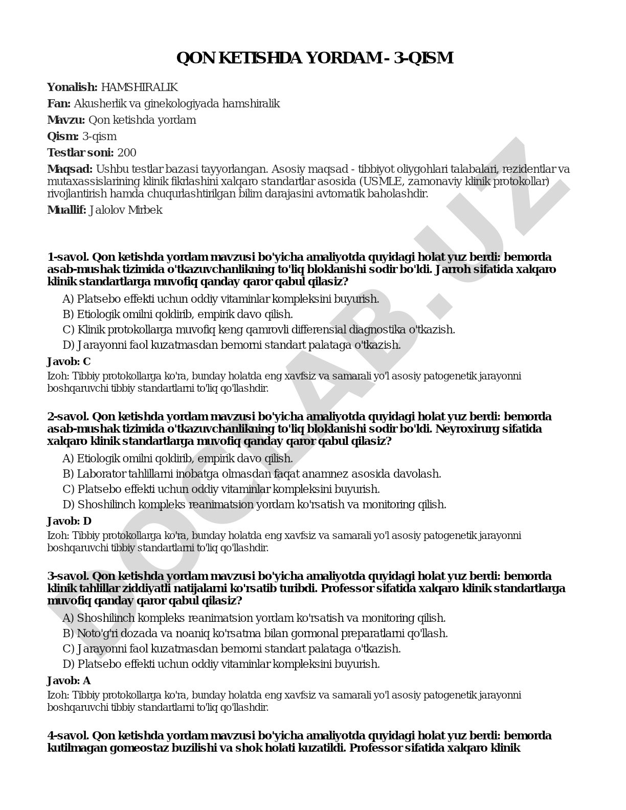Qon ketishda yordam - 3-qism