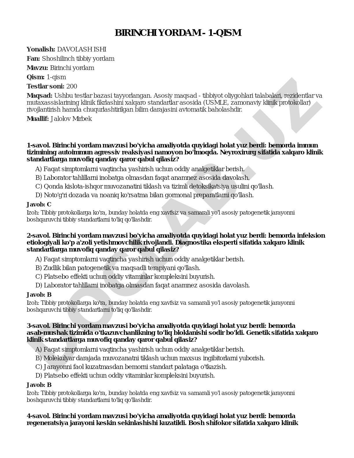 Birinchi yordam - 1-qism