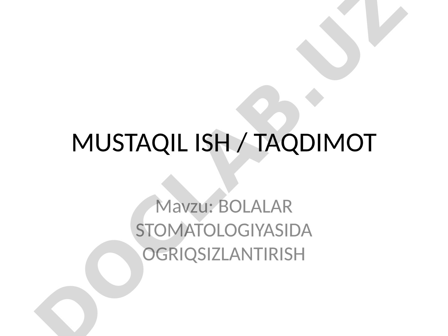 Bolalar stomatologiyasida ogriqsizlantirish