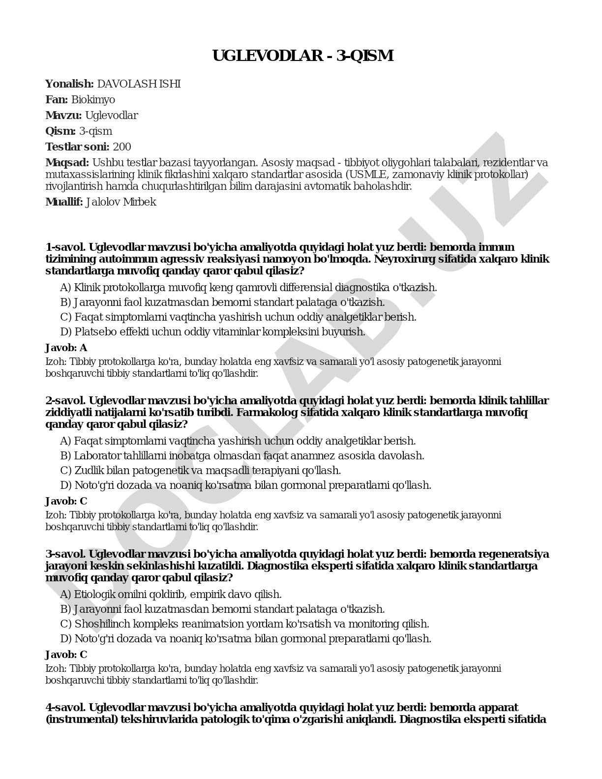 Uglevodlar - 3-qism