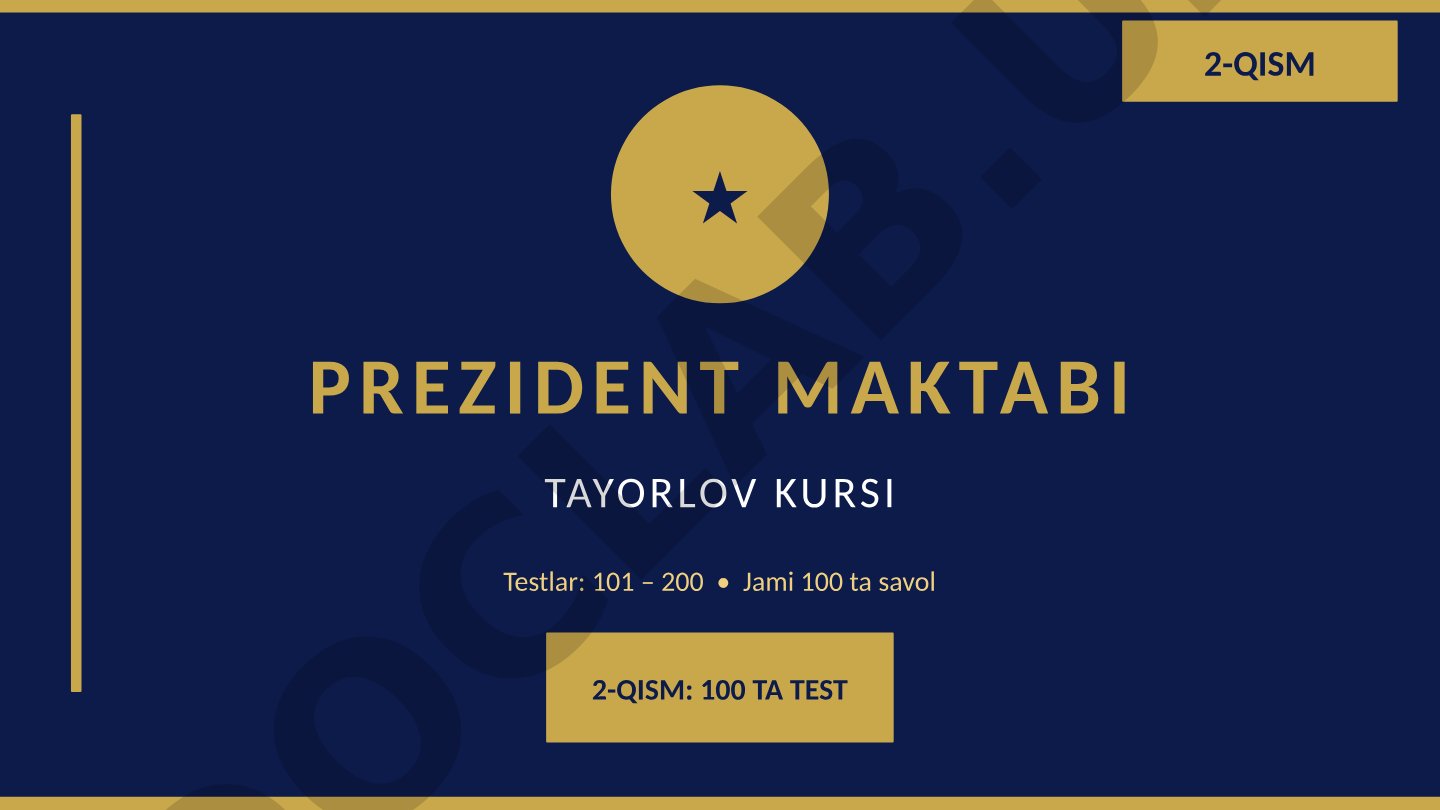 02 Murakkab masalalar 101-200 testlarda yanada qiyinroq masalalar — vaqt bosimida ishlang