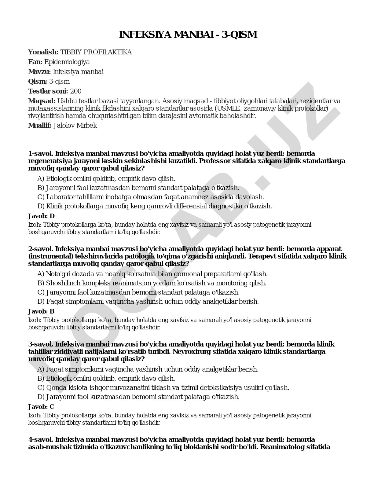 Infeksiya manbai - 3-qism