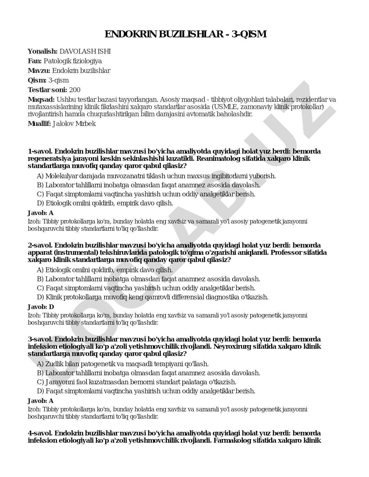 Endokrin buzilishlar - 3-qism