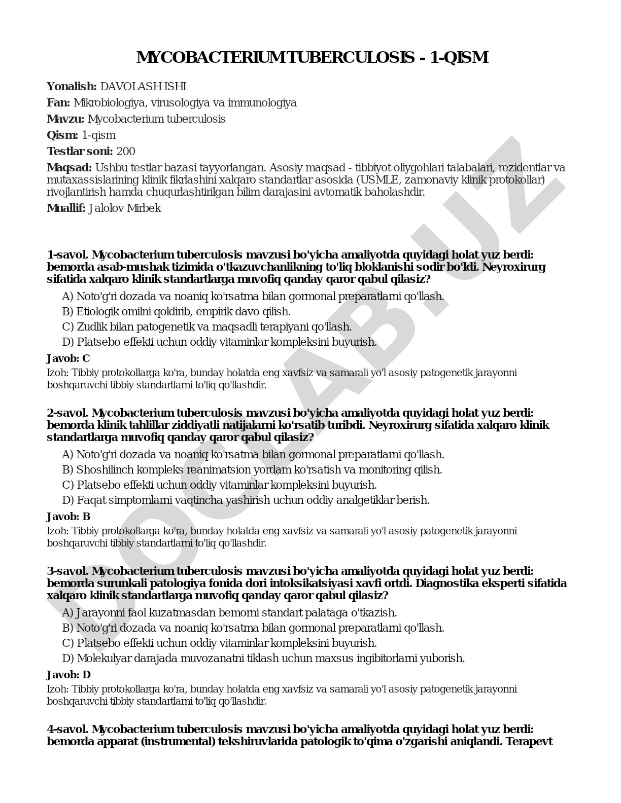 Mycobacterium tuberculosis