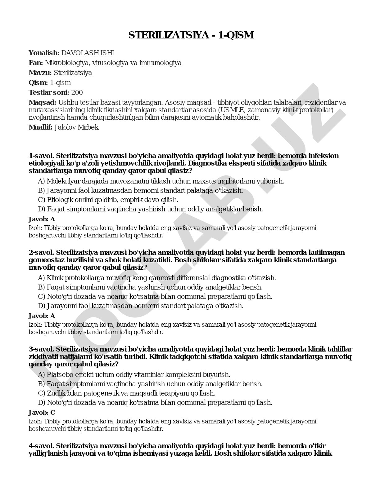 Sterilizatsiya - 1-qism