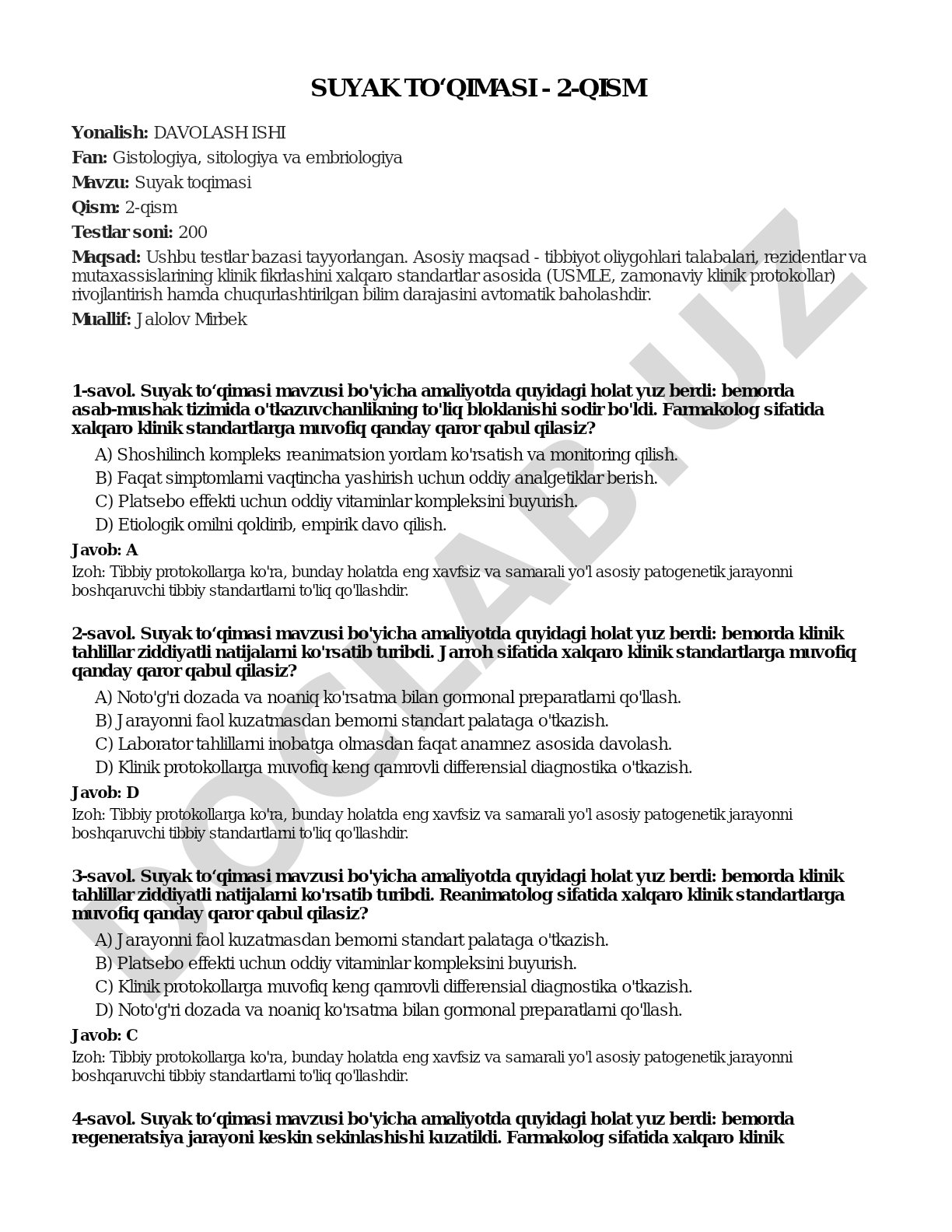 Suyak to'qimasi - 2-qism