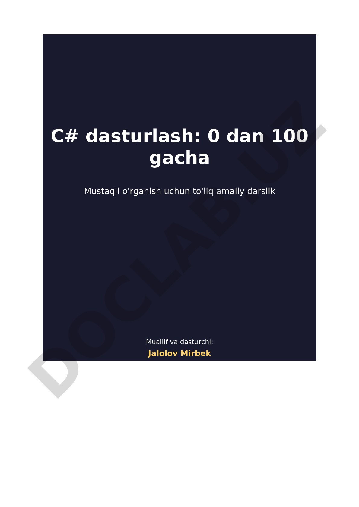 Dasturlash nima va nima uchun C#?
