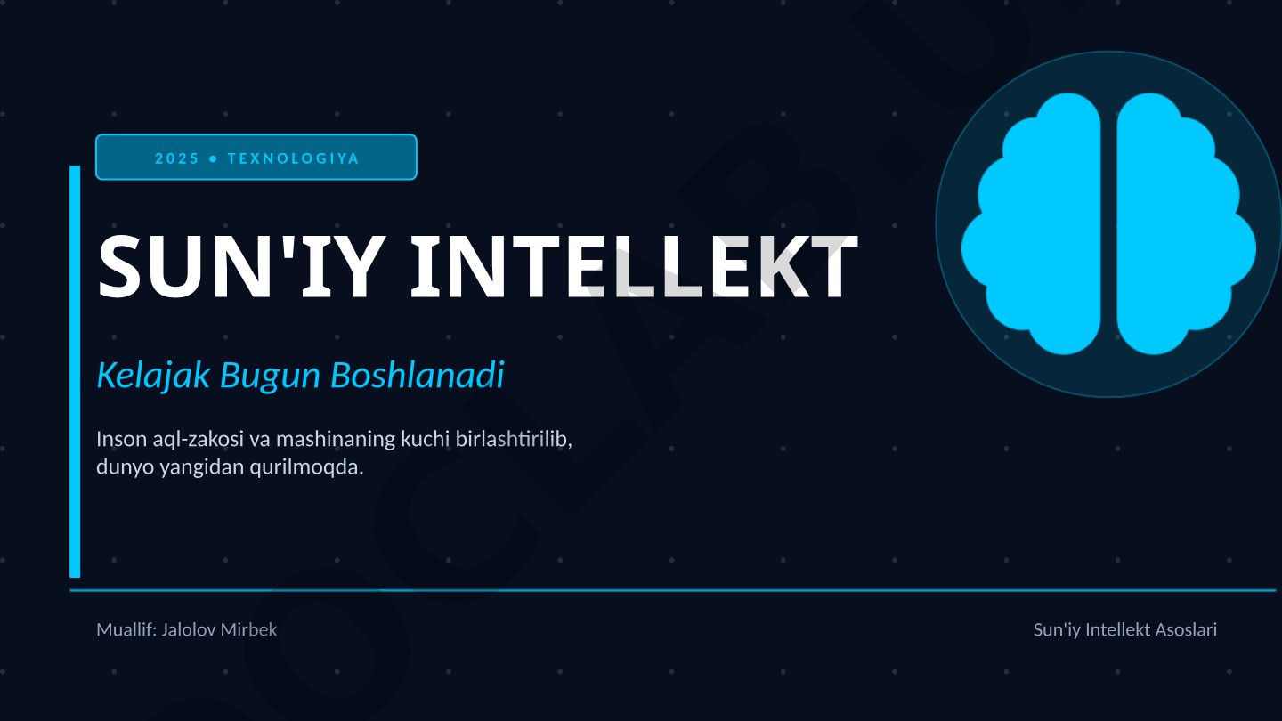 2025 • TEXNOLOGIYA SUN'IY INTELLEKT Kelajak Bugun Boshlanadi Inson aql-zakosi va mashinaning kuchi b
