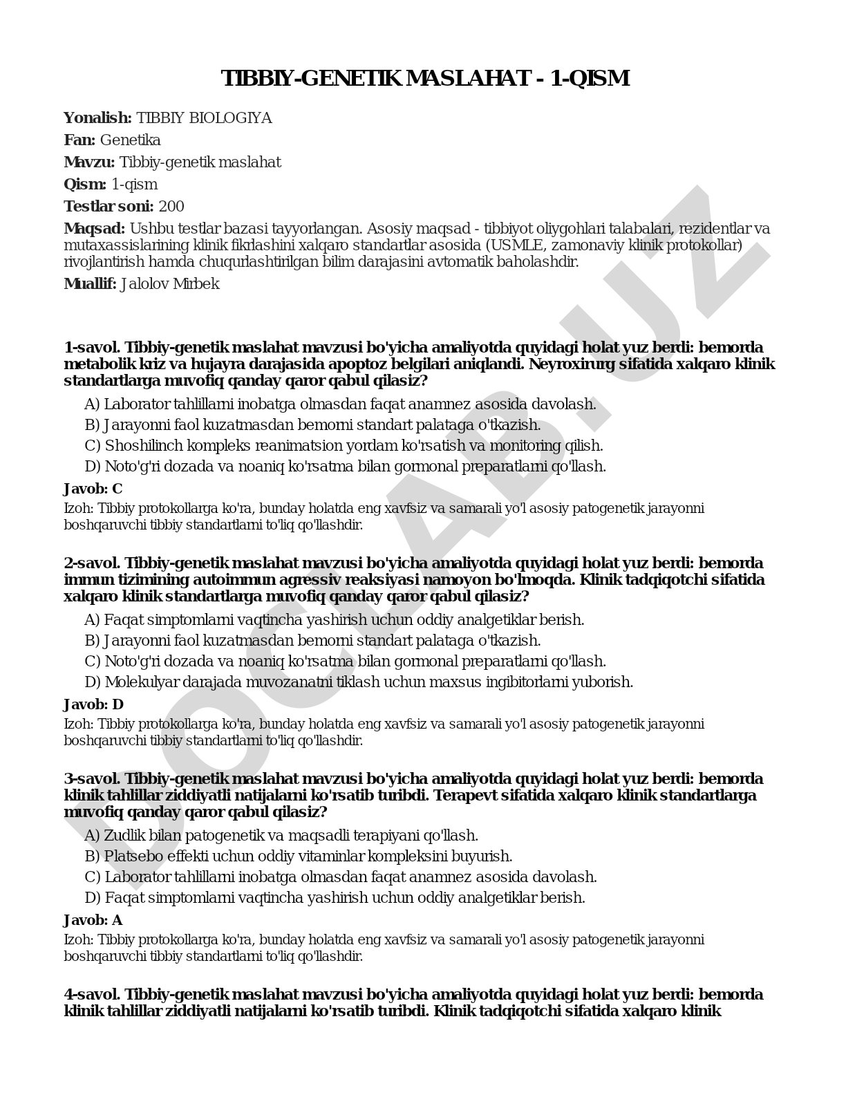 Tibbiy-genetik maslahat - 1-qism