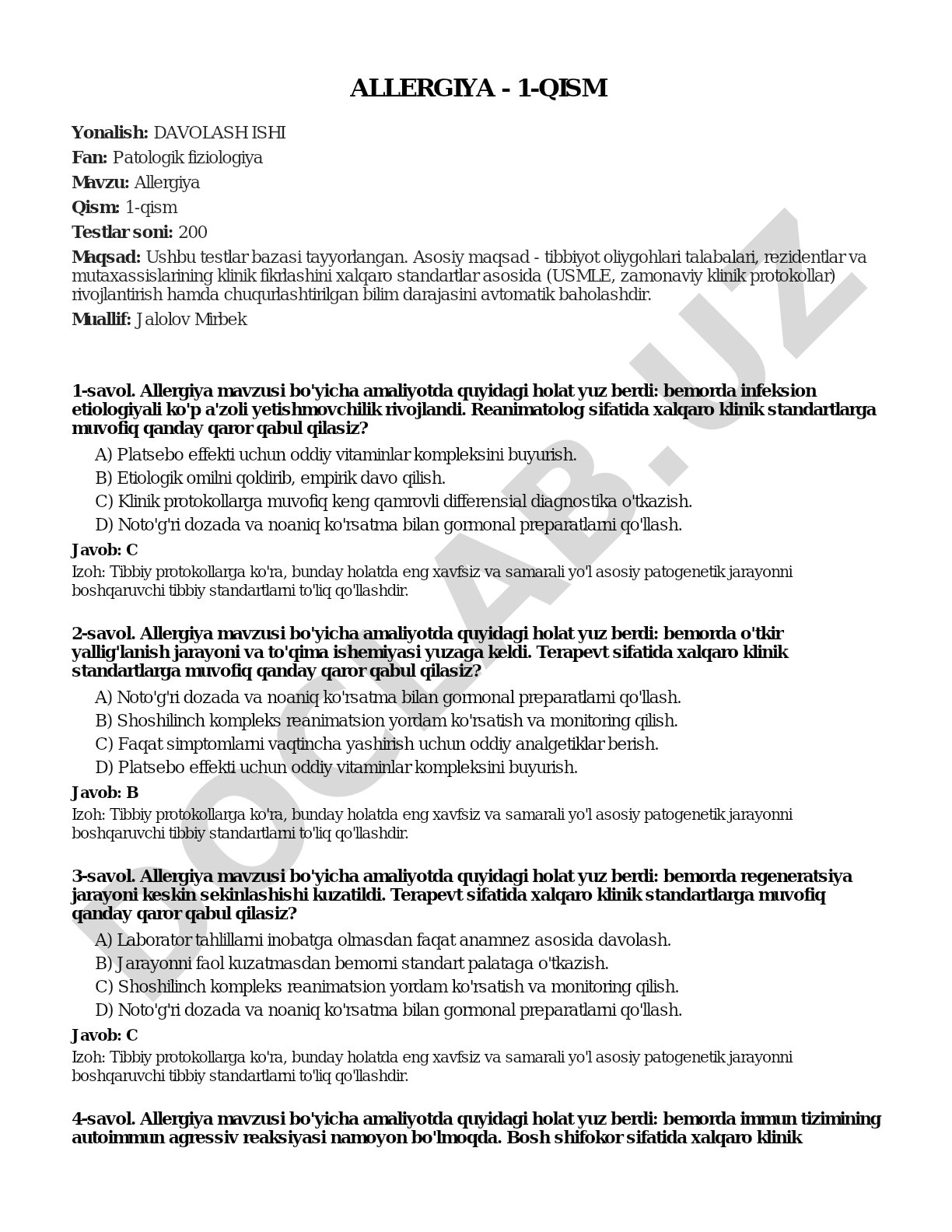 Allergiya - 1-qism