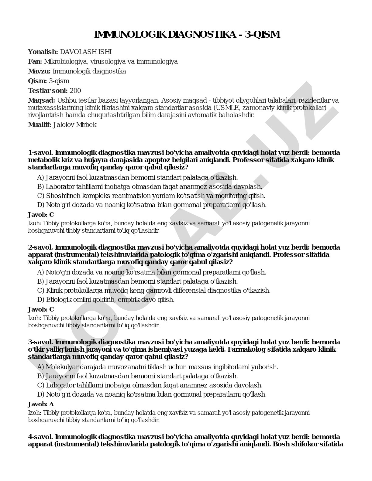 Immunologik diagnostika - 3-qism