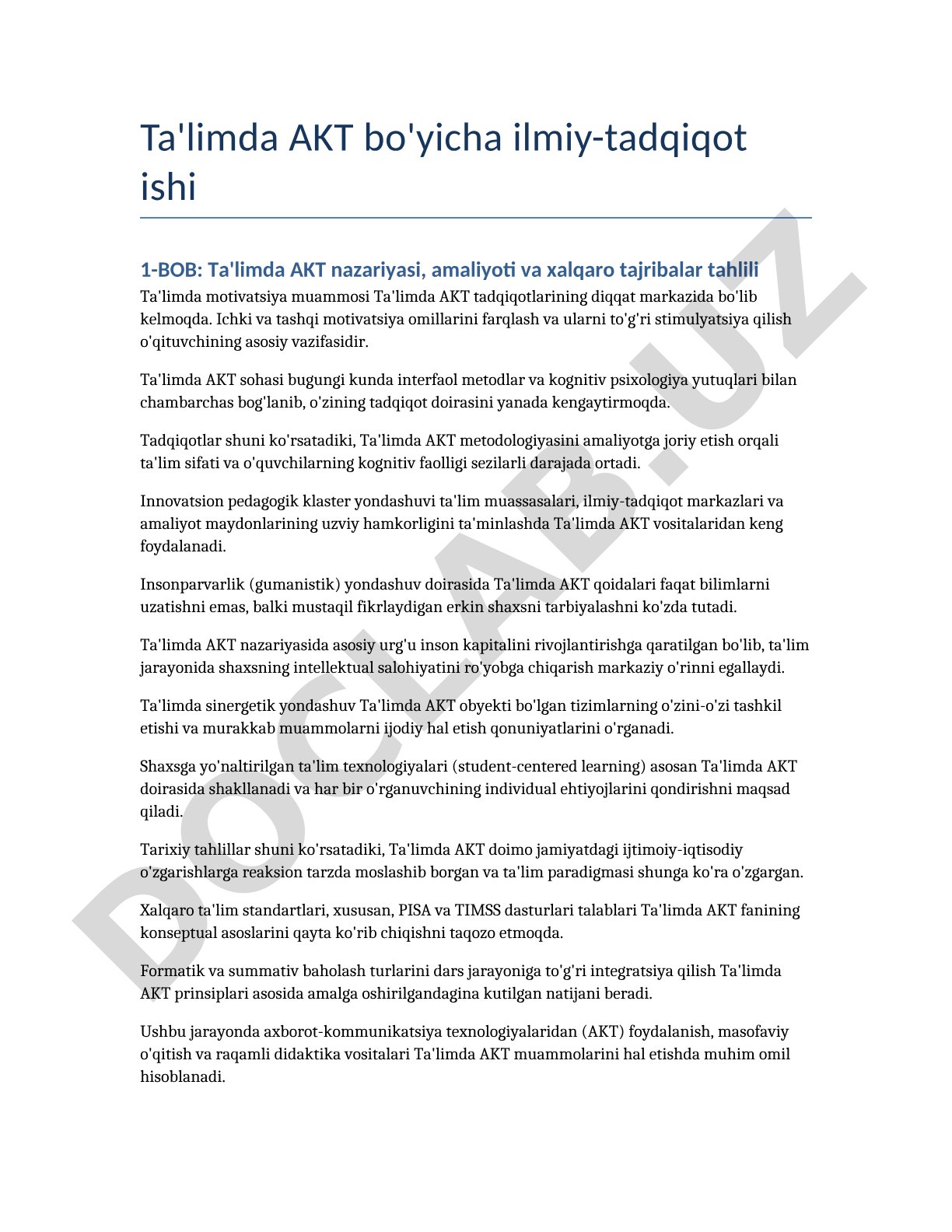 Ta'limda AKT bo'yicha ilmiy-tadqiqot ishi