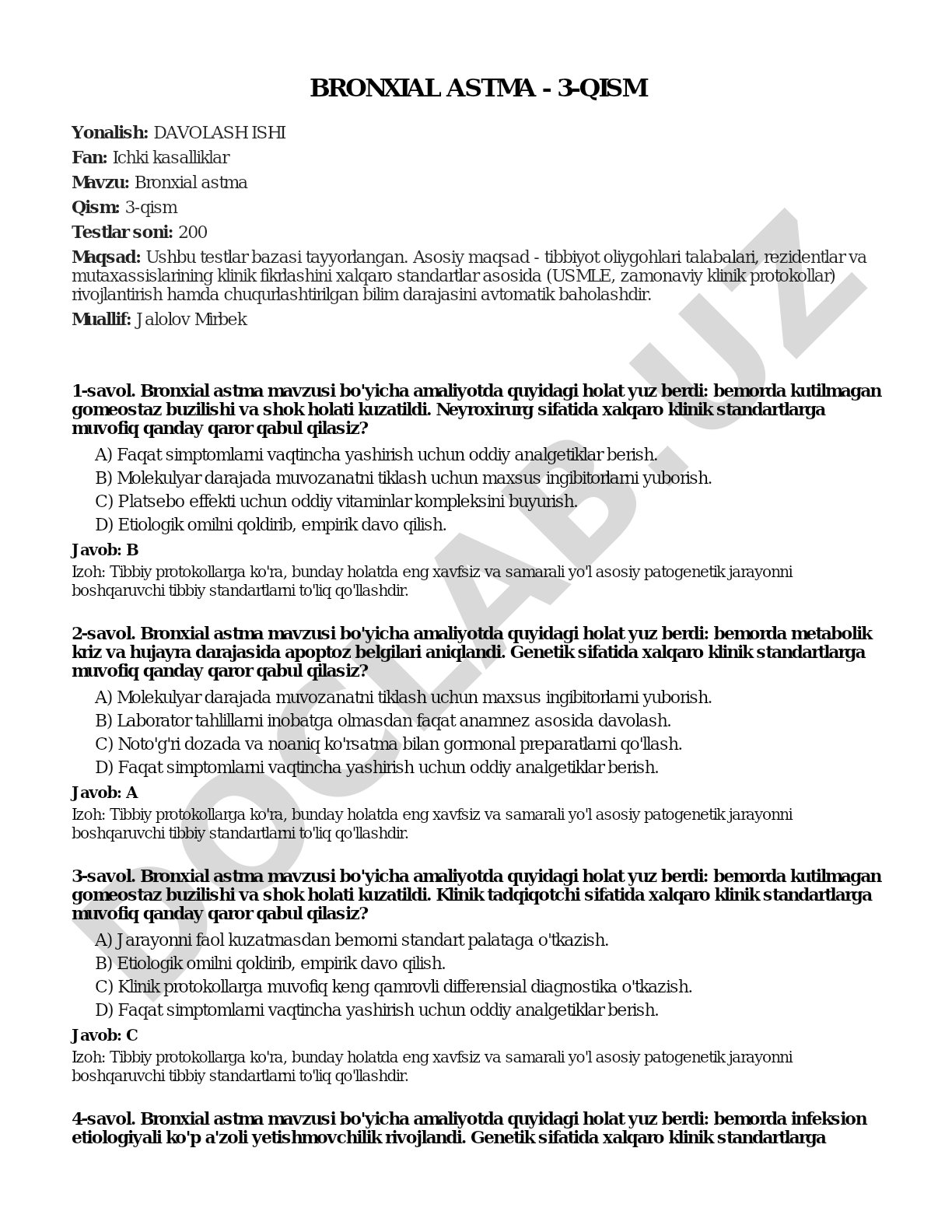Bronxial astma - 3-qism