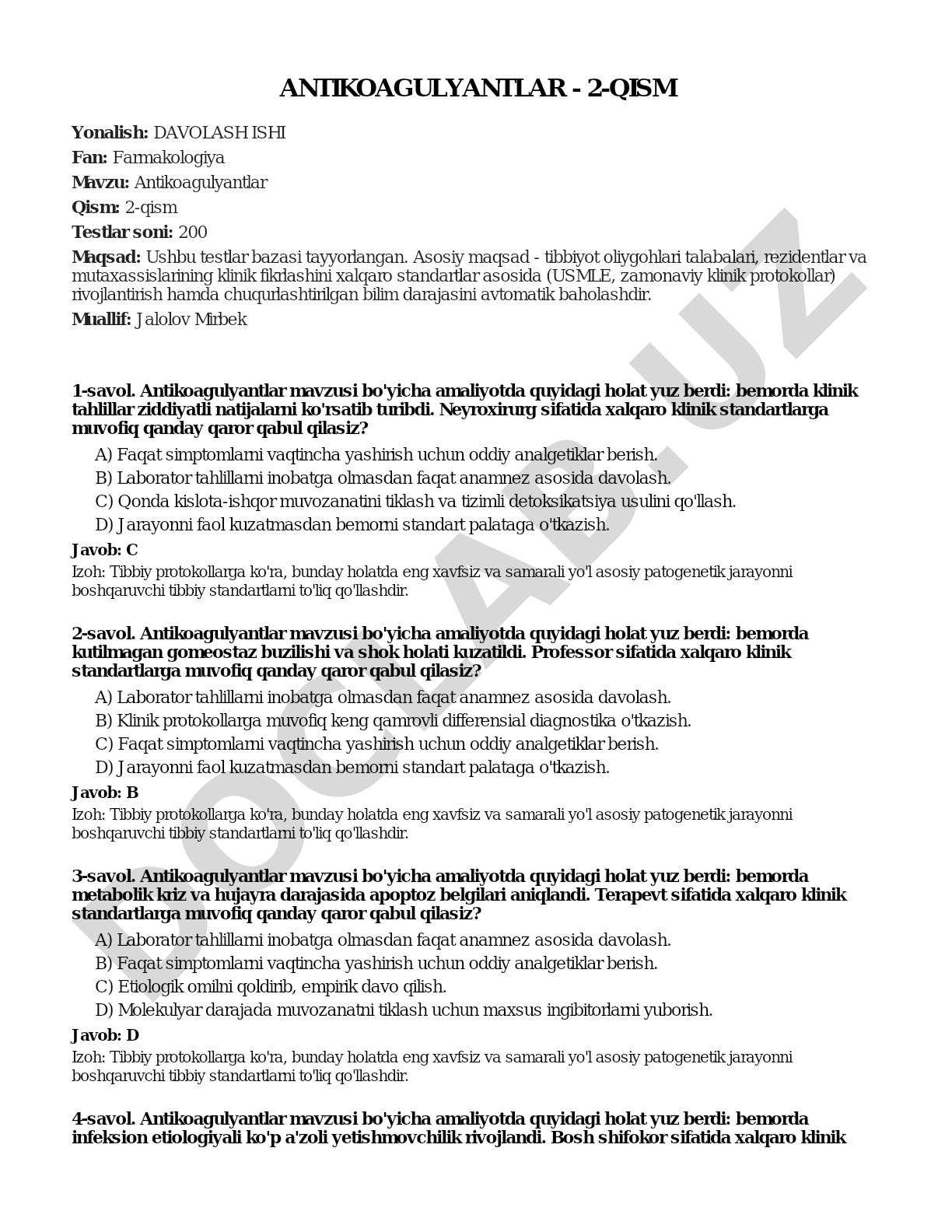 Antikoagulyantlar - 2-qism