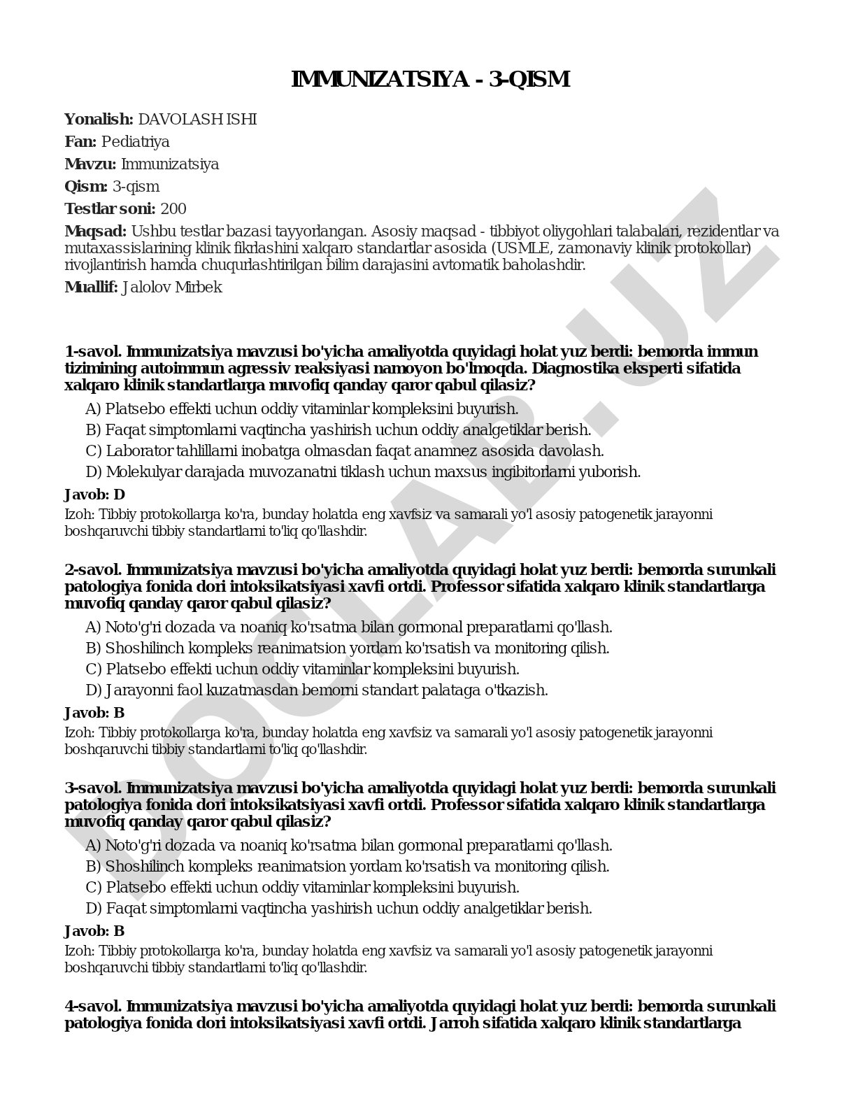 Immunizatsiya - 3-qism