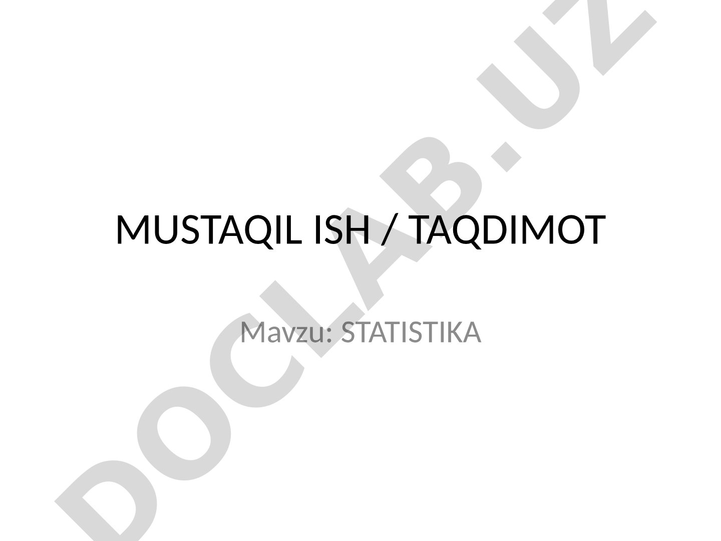 Statistika taqdimot rejasi