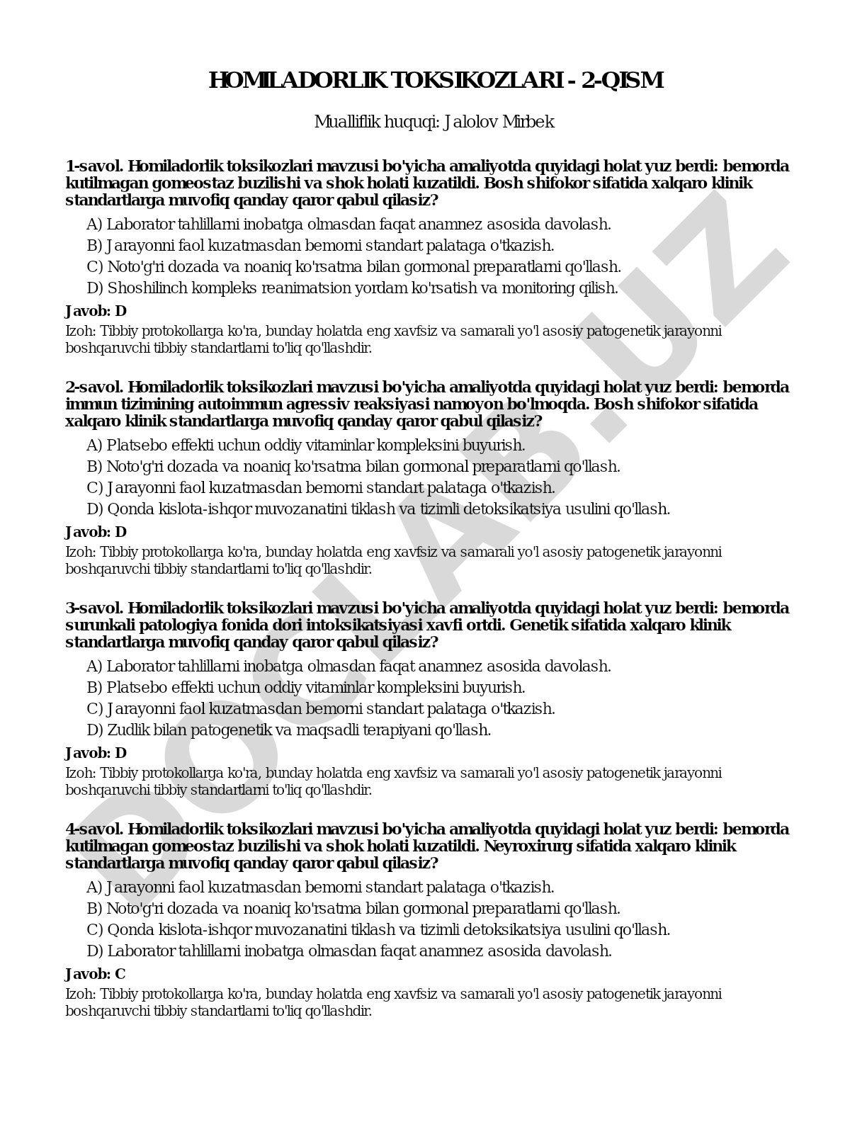 Homiladorlik toksikozlari - 2-qism