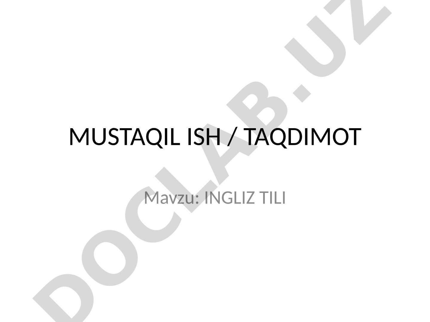 Ingliz tili taqdimot rejasi