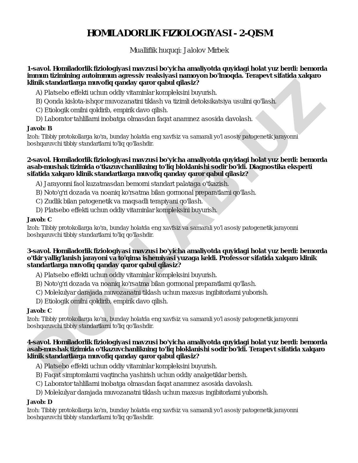 Homiladorlik fiziologiyasi - 2-qism