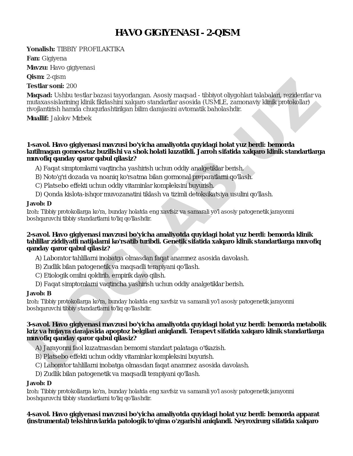 Havo gigiyenasi - 2-qism