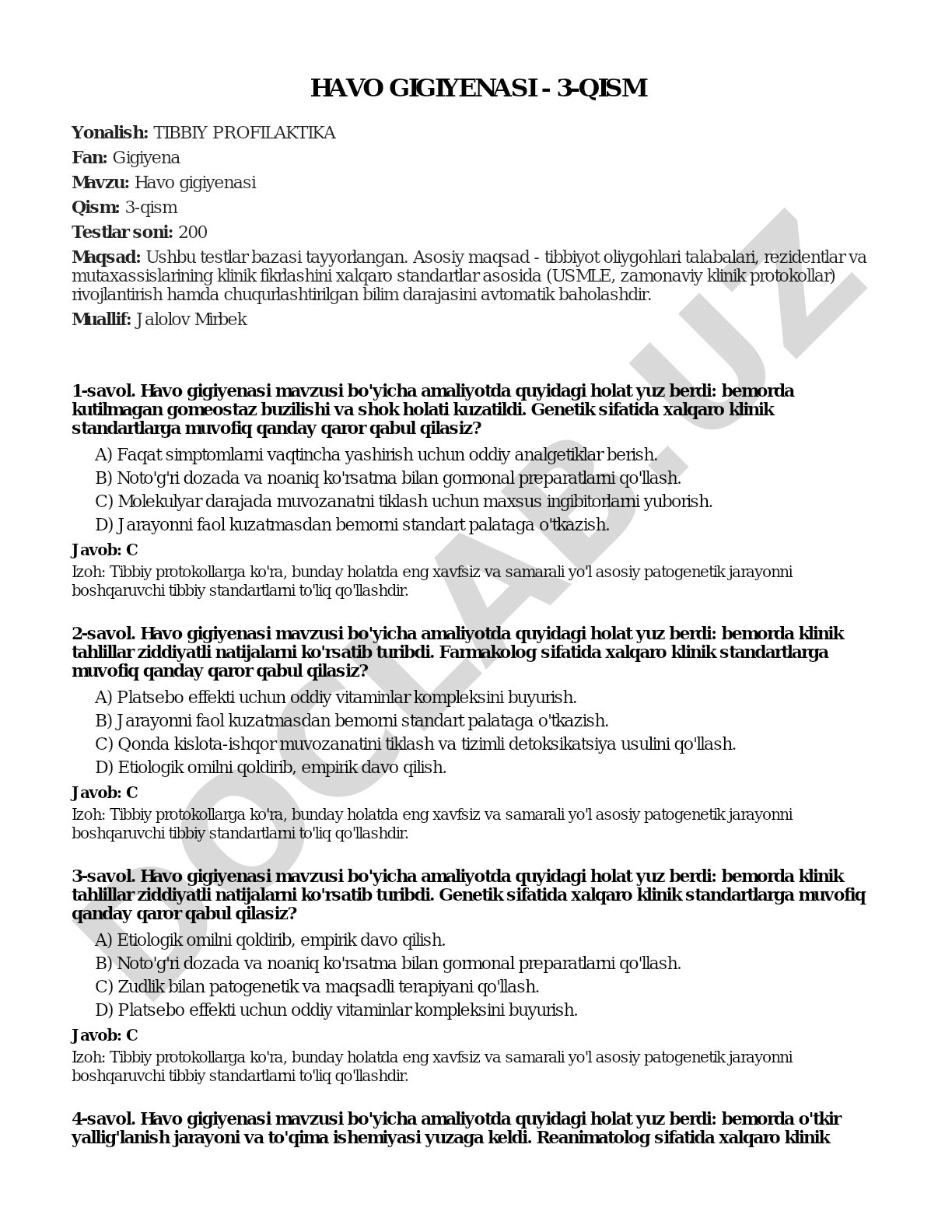 Havo gigiyenasi - 3-qism