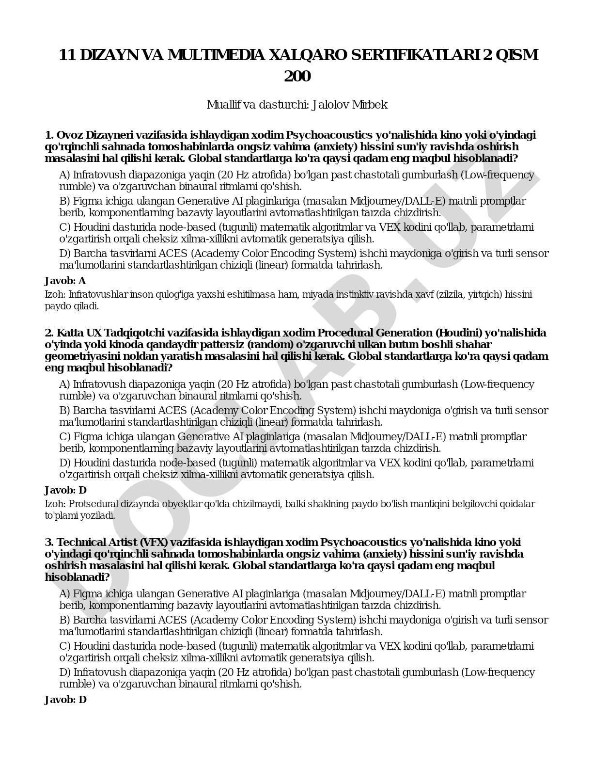 Dizayn va multimedia xalqaro sertifikatlari 2 qism