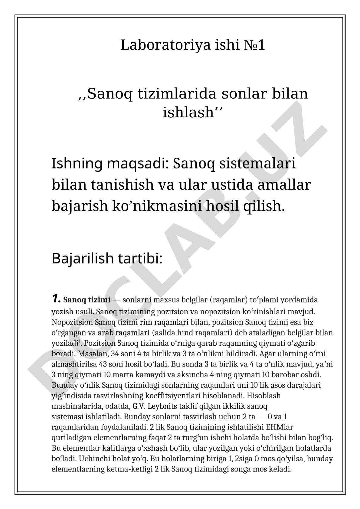 ,,Sanoq tizimlarida sonlar bilan ishlash’’