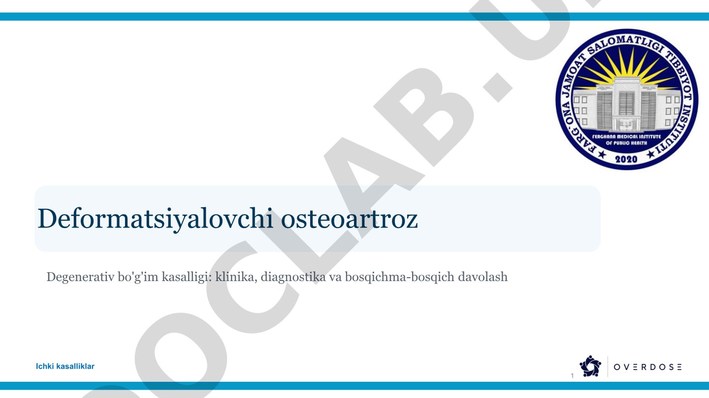 Osteoartroz klinikasi, diagnostikasi va bosqichma-bosqich davolash haqida