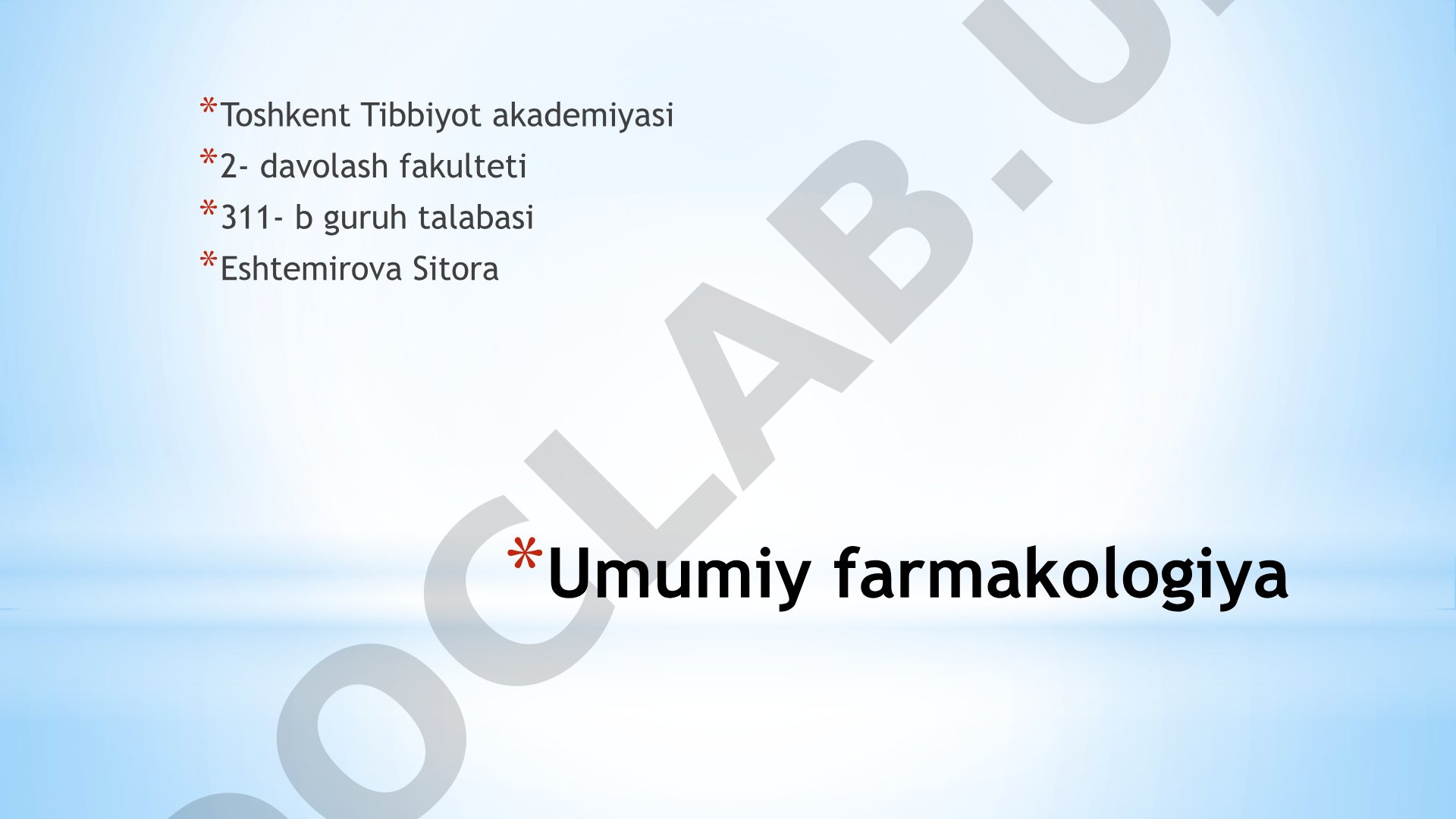Умумий фармакология. Фармодинамика ва фармокинетика.