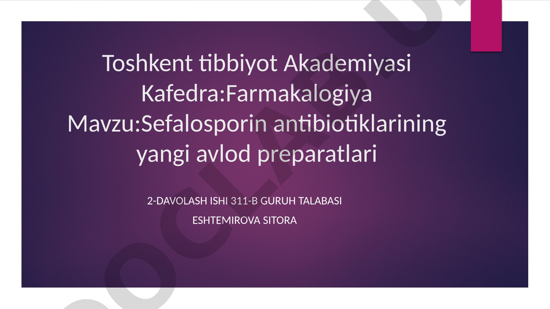 Sefalosporin antibiotiklarining yangi avlod preparatlari
