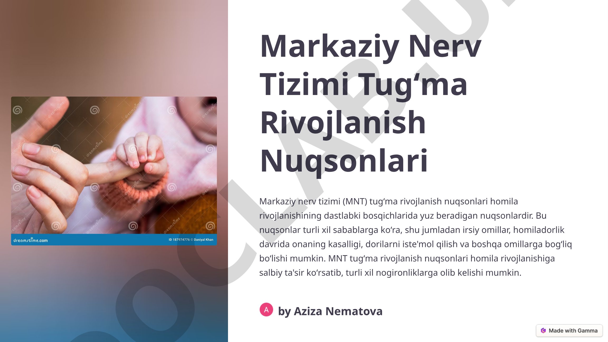 Markaziy Nerv Tizimi Tugʻma Rivojlanish Nuqsonlari