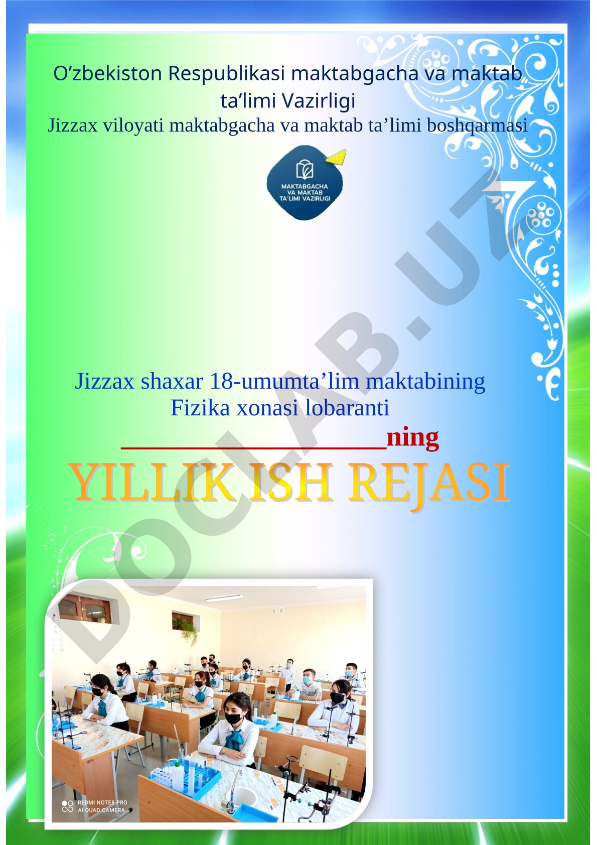 Fizika fani laborantining oylik ish rejasi