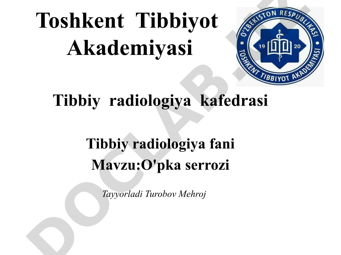 O'pka serrozi kasalligi, diagnostikasi va rentgen tasviri haqida taqdimot