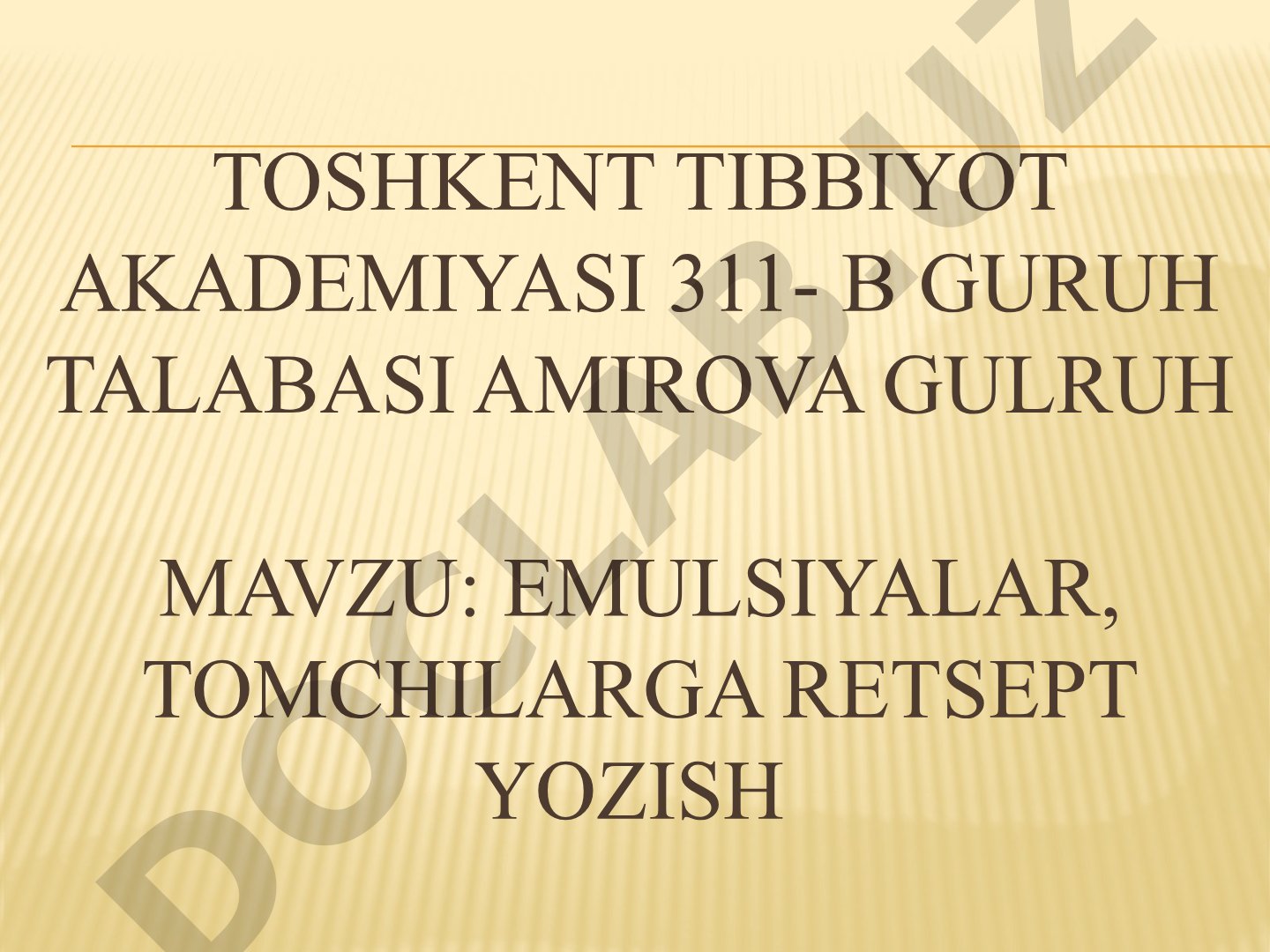 Emulsiyalar, tomchilarga retsept yozish