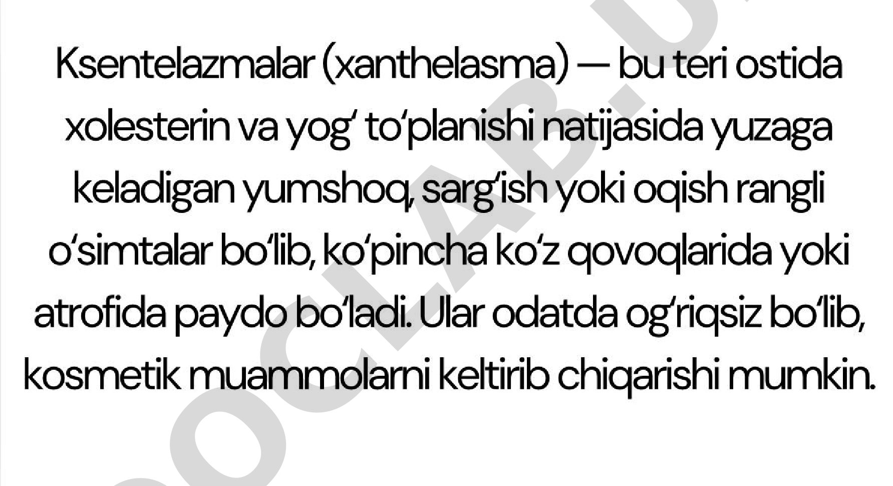 Ksentelazmalar (xanthelasma) - ko'z qovoqlarida yog' va xolesterin to'planishi
