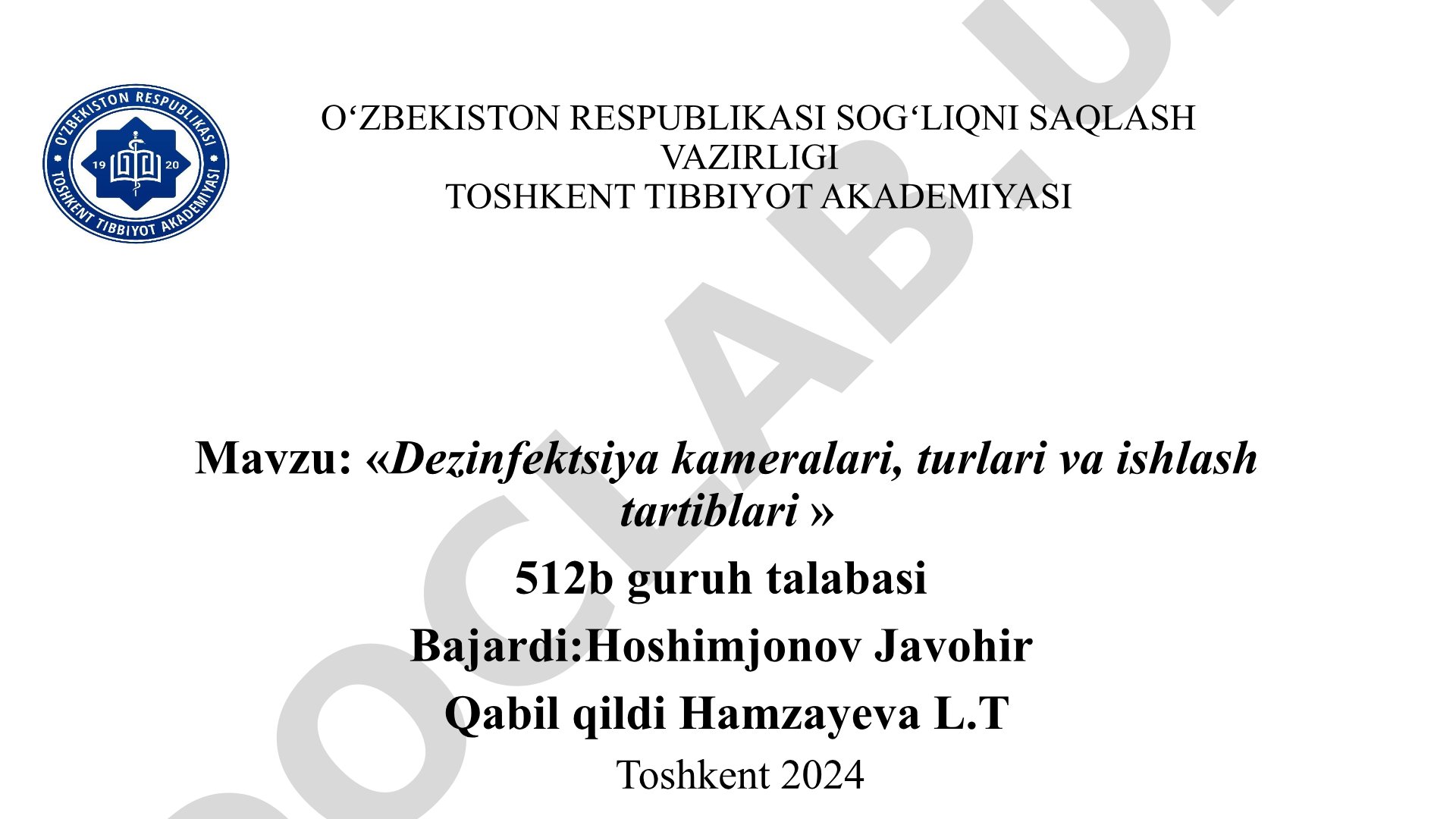 Dezinfektsiya kameralari, turlari va ishlash tartiblari