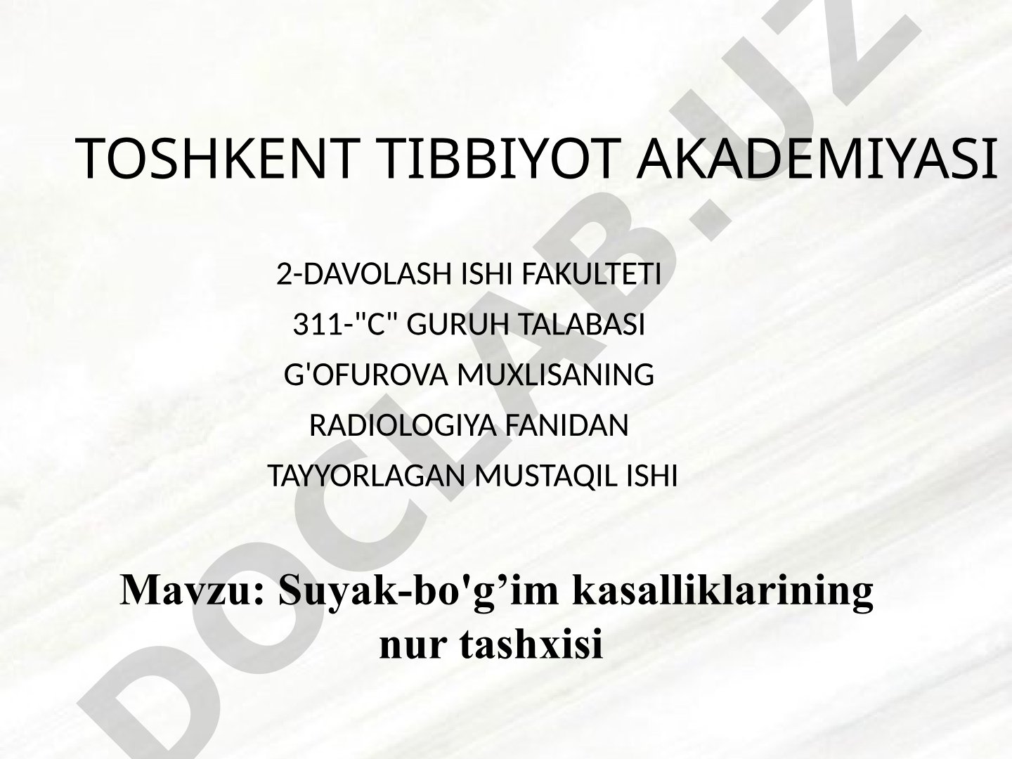 Suyak-bo'g'im kasalliklarining nur tashxisi