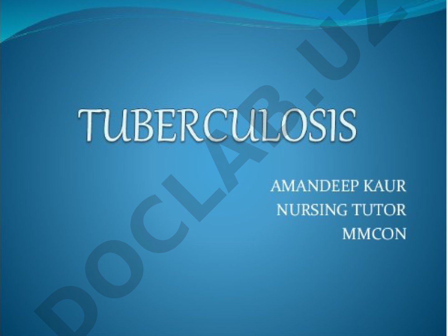 Presentation covers types, definition, risk factors of tuberculosis