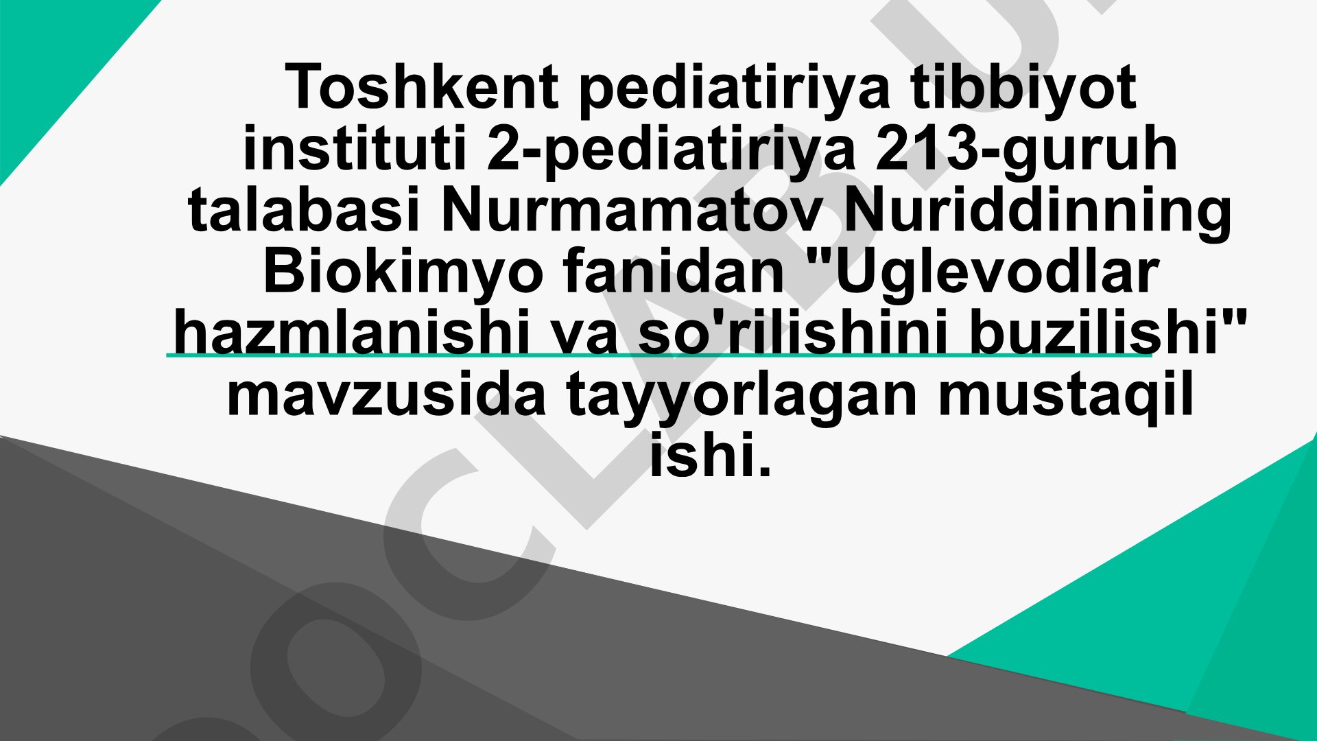Uglevodlar hazmlanishi va so'rilishini buzilishi