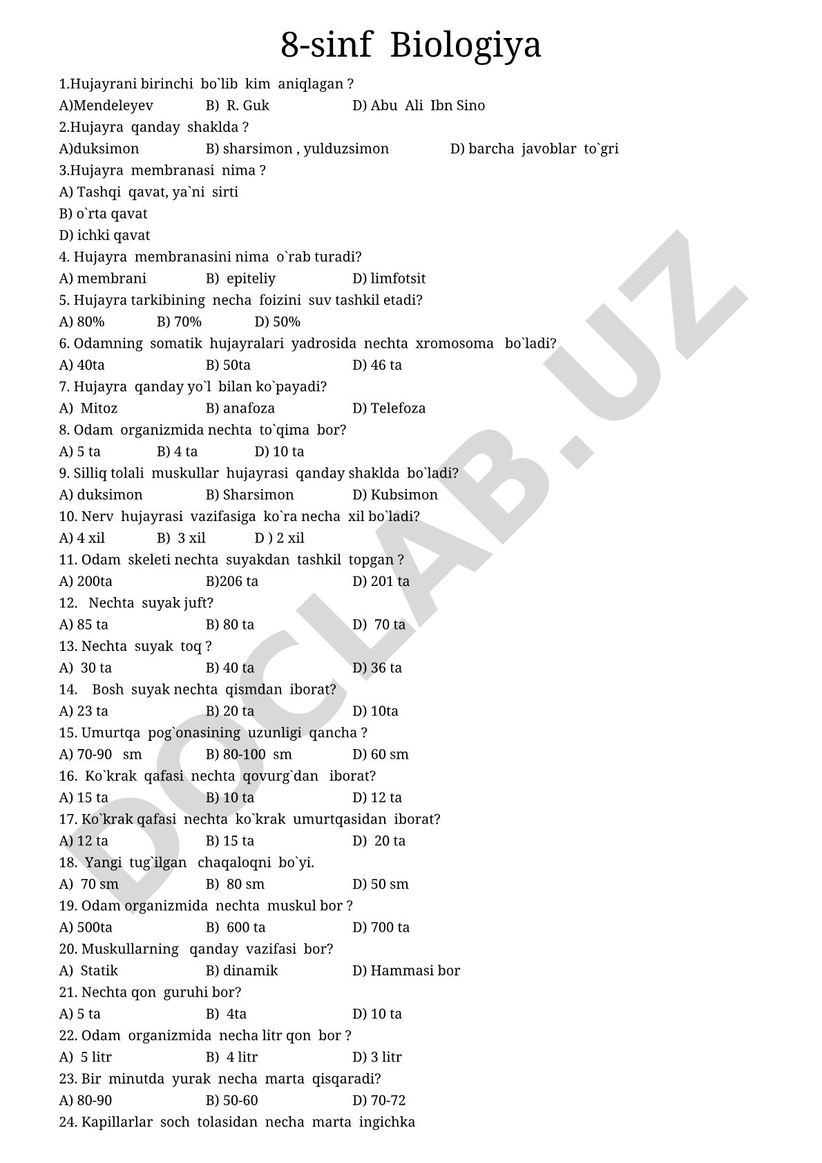 8-sinf Biologiya